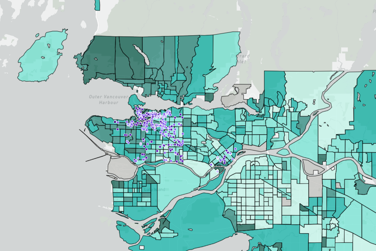 Metro Vancouver Area Data Map image